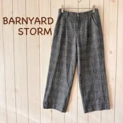 ＊バンヤードストーム＊グレンチェックセミワイドパンツ ウール混 センタープレス