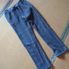 フリース素材 グレー系チェック ロングパンツ 160 裏起毛　温かパンツ