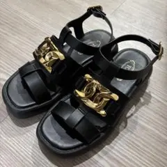 TOD'S レザーサンダル 35 KATE METAL LOGO SANDALSのサムネイル