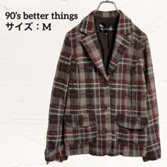 テーラードジャケット チェック柄 90’s ヴィンテージ風 レトロ M