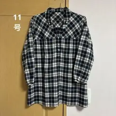 ネイビー チェック柄 長袖チュニックのサムネイル