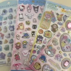 サンリオ コットンパフィーシール キラキラ ジュエルシール はっぴーふぉん 4点