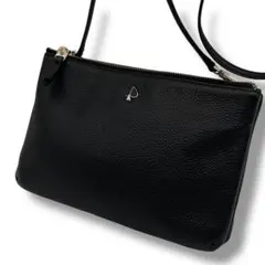 美品✨ケイトスペード ニコラ ショルダーバッグ ダブルファスナー レザー 黒