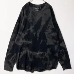 Croft&Barrow XXL タイダイ柄 ロングスリーブカットソー 黒　総柄