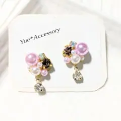 ♡ハンドメイド♡ビジューピアスorイヤリング№621ファルファーレ