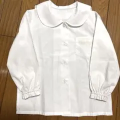 幼稚園用 長袖スモック ブラウス ホワイト 丸襟
