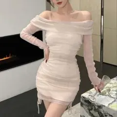 SHEIN dazy オフショル ダー シャーリング ミニ ドレス キャバ