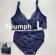 新品　トリンプ　Lサイズ　ネイビー　ノンワイヤーブラ＆ショーツセット②