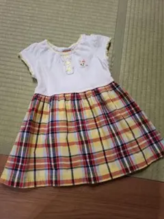 ミキハウス　チェック柄ワンピース 　90