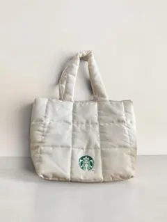 スターバックス トートバッグ キルティング アイボリー ロゴ入り