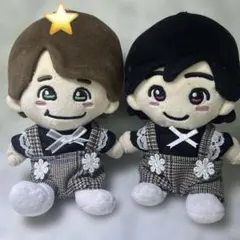 ちびぬい服　ブラウン系サロペットのセットNo.831-4