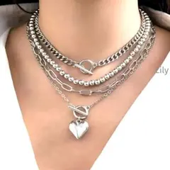 ✨ 4本セット ハート レイヤード ネックレス ハワイアン ヴィンテージ