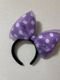 ミニーマウス風紫色水玉カチューシャ