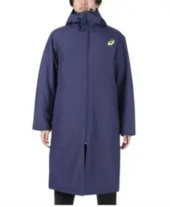 アシックス　A77Evol. 中綿ロングコート ベンチコート　Sサイズ　ネイビー