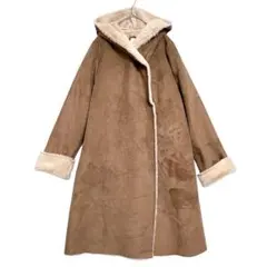 アースミュージックアンドエコロジー　フェイク ムートンロングコート　【美品】　M