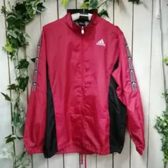 MK506★美品★adidas 赤黒 ジップアップジャケット★160cm