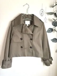 H&M★トレンチ　ショート　トレンチライクジャケット オリーブグリーン S 美品