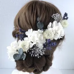白　髪飾り　ドライフラワー　結婚式　前撮り　成人式　卒業式　白無垢　浴衣　ドレス