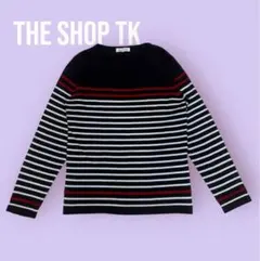THE SHOP TK ボーダー 長袖 ニット Mサイズ クルーネックS1307