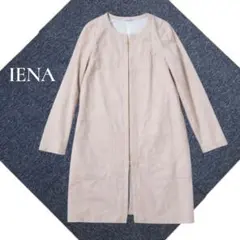 イエナ　IENA リネン混　ノーカラーコート　ライトアウターミドル丈　春夏　M