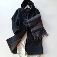 【美品】大きめ EASTBOY カシミヤ混ダッフルロングコート チェック　15号