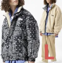 FIRST DOWN ファーストダウン ボアジャケット ペイズリー L ブラック