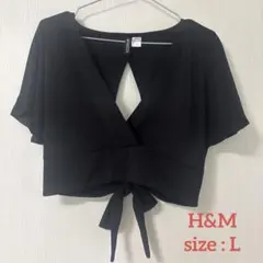 H&M DIVIDED バックオープン 半袖 トップス ブラック Lのサムネイル