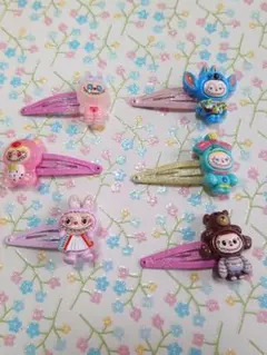 キャラクター付きヘアピンセット ヘアクリップ　ハンドメイド　6個入り