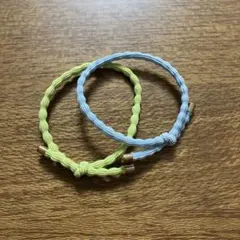 ヘアゴム・ブレスレット　2個セット ライトブルー&ライトグリーン