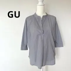 GU レディース　シャツ　6分丈 ストライプ