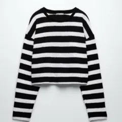 美品✴︎ ZARA ストライプ柄ラスティックセーター　Mサイズ