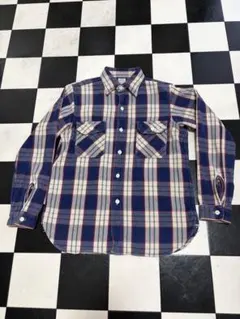 ウエアハウス　ネルシャツ　サイズM ブルー系　WAREHOUSEのサムネイル
