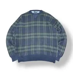 90s WOODSGRAY チェック柄コットンニット 古着 Y2K ビッグサイズ