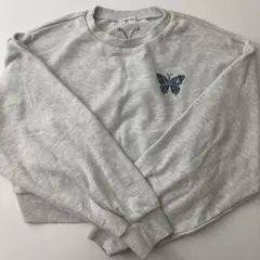 INGNI（イング） バタフライ刺繍 ショート丈スウェット トレーナー グレー