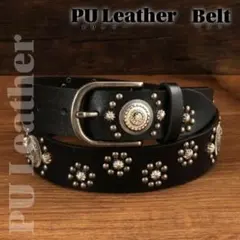 Y2Kスタッズベルトウエスタンアメカジロックグランジユニセックス韓国ブラック黒色