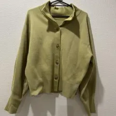 オリーブグリーン リブ編みカーディガン