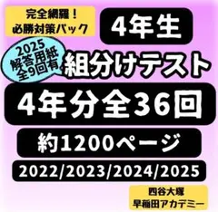 【値引中】【4年分フル】四谷大塚4年生組分けテスト22-25年度）