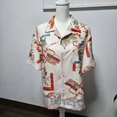 アロハシャツ ブラウス 絹 紬 紫地 花柄 ハンドメイド - メルカリ