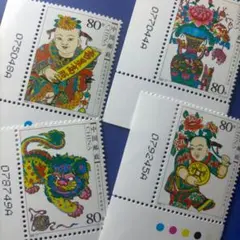5157 外国切手 中国 2004年 木版年画 伝統文化 4種セット