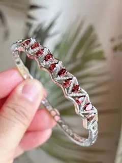 天然石 ワインレッドガーネットのバングル（番号A3663）