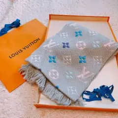 【高級】ルイヴィトン エシャルプ・ロゴマニア レインボー モノグラム マフラー