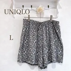 ユニクロ　ルームウェア ショートパンツ　花柄　L レーヨン　綿 混紡 グレーのサムネイル