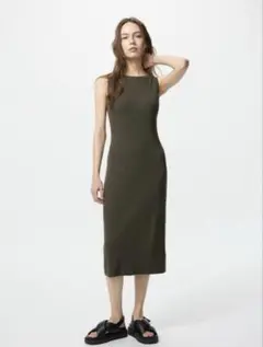 ユニクロ　ウォッシャブルニットブラワンピース/ノースリーブ　ブラウン