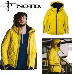 美品 NO ID レザー キルティング パデット フーデッド ジャケット黄