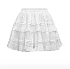 フリルスカート ミニ 白【S】 ※インナーパンツ付き
