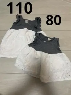 petit main フリル付きドレス 80 110 お揃い