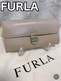 【大人気】FURLA フルラメトロポリス 長財布　ピンクベージュ