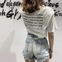 GYDA BACK RIPPED デニムショートパンツ