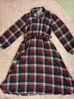 チェック柄 シャツワンピース 長袖