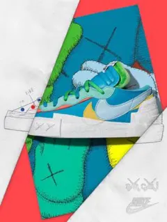 美品 カウズ×サカイ×ナイキ　ブレーザーロー　ネプチューンブルー　23.5cm